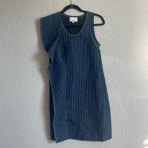 3.1 Phillip Lim Denim Pinstriped Ruffle Mini